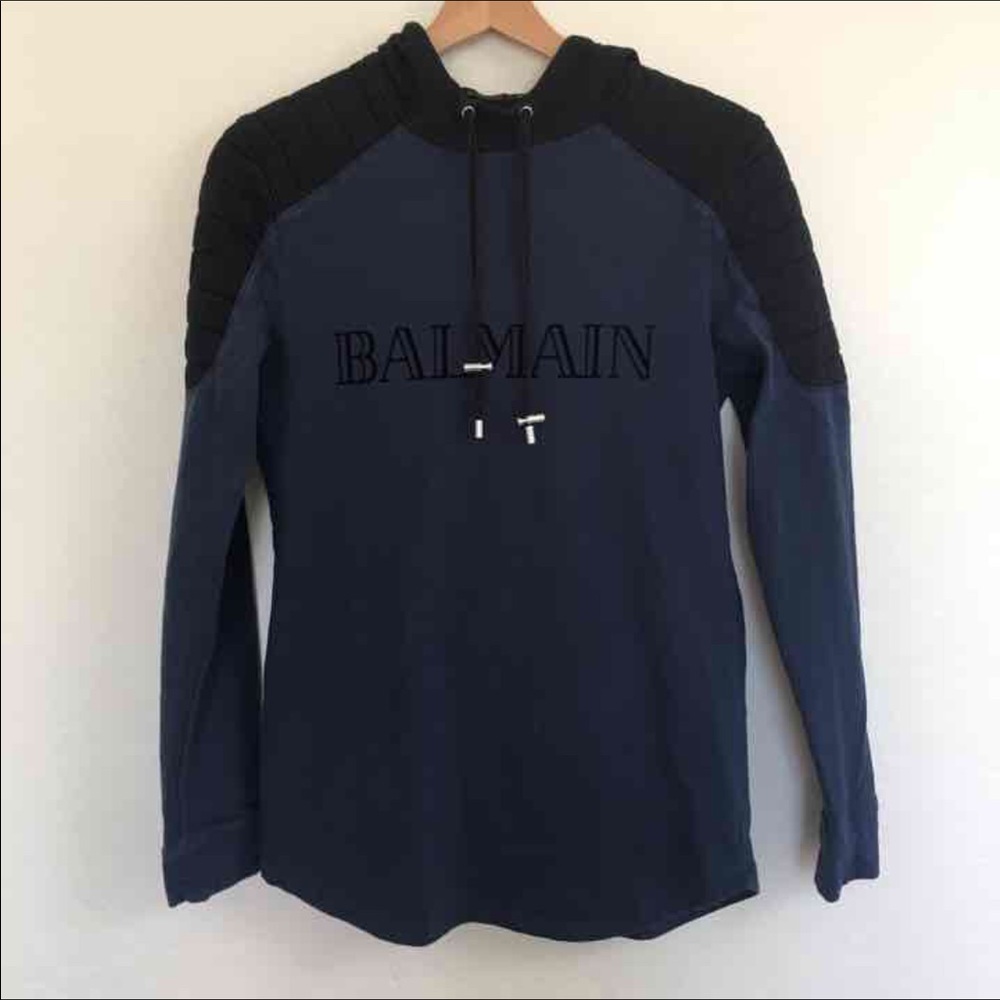 H&M X BALMAIN LOGO HOODIE PULLOVER